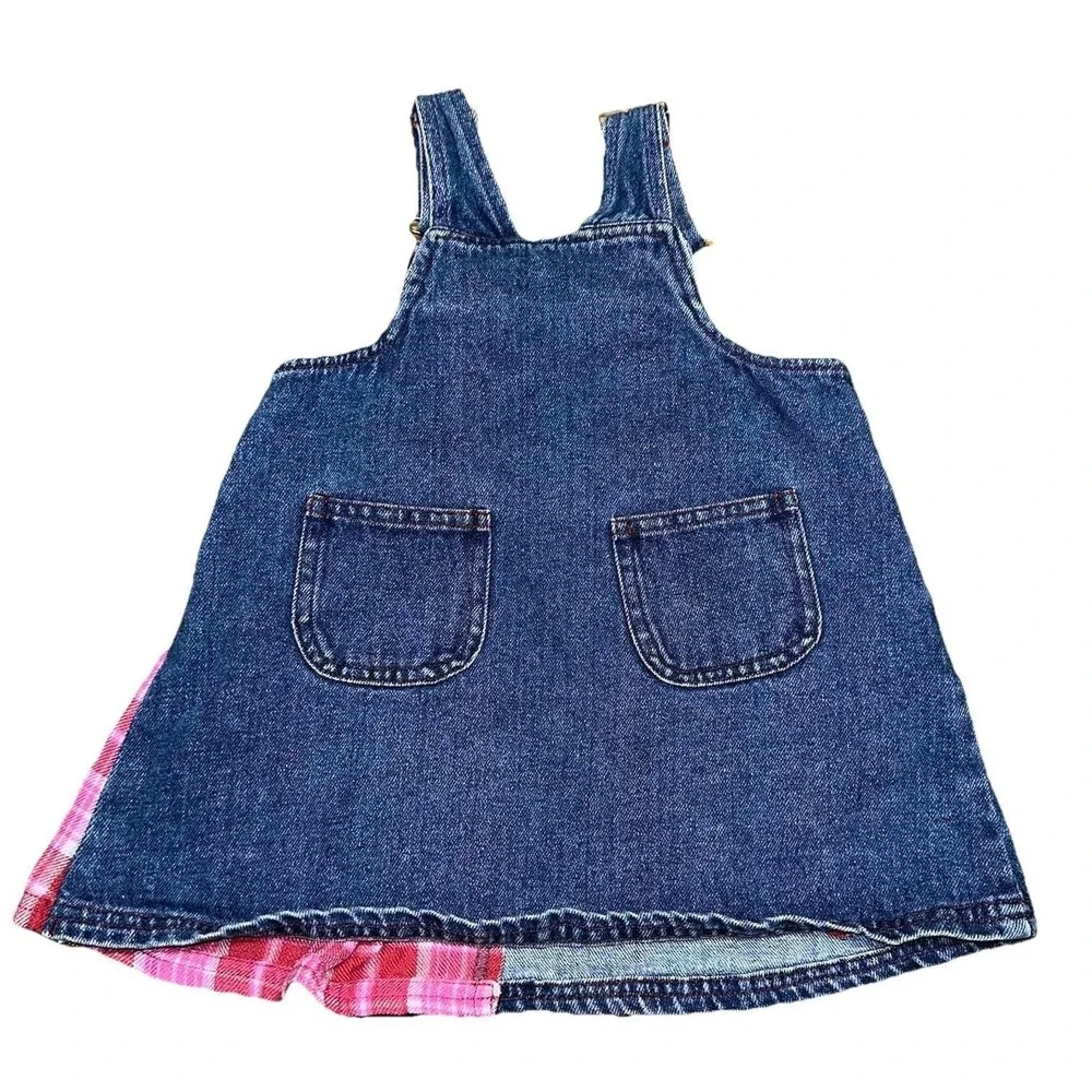 Y2K Rare Sesame Street Elmo Zoe Denim Overall Jumper Dress Embroidered Girls 18M